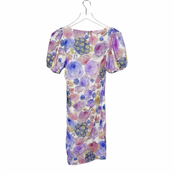 Ganni Ruched Floral-Print Mesh Mini Dress Size Small EUC - Picture 6 of 10